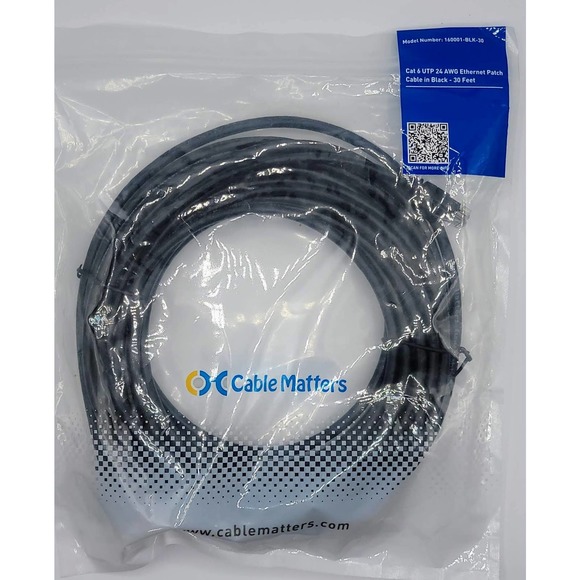 Cable Matters 10Gbps Snagless Cat 6 Ethernet Cable 30 ft - Black - Picture 9 of 10